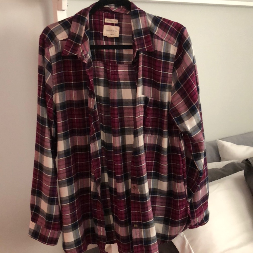 oversized plaid button up